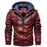 autumn winter warm casual leather jackets pu coats men hooded jacket coatslim fit outerwear male zipper hoody sportswear mwp061