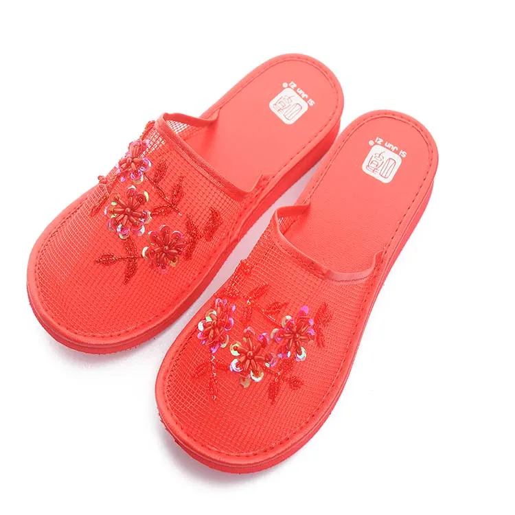 Сандалии домашние с бусинами Цветочная обувь дышащие шлепанцы производители на