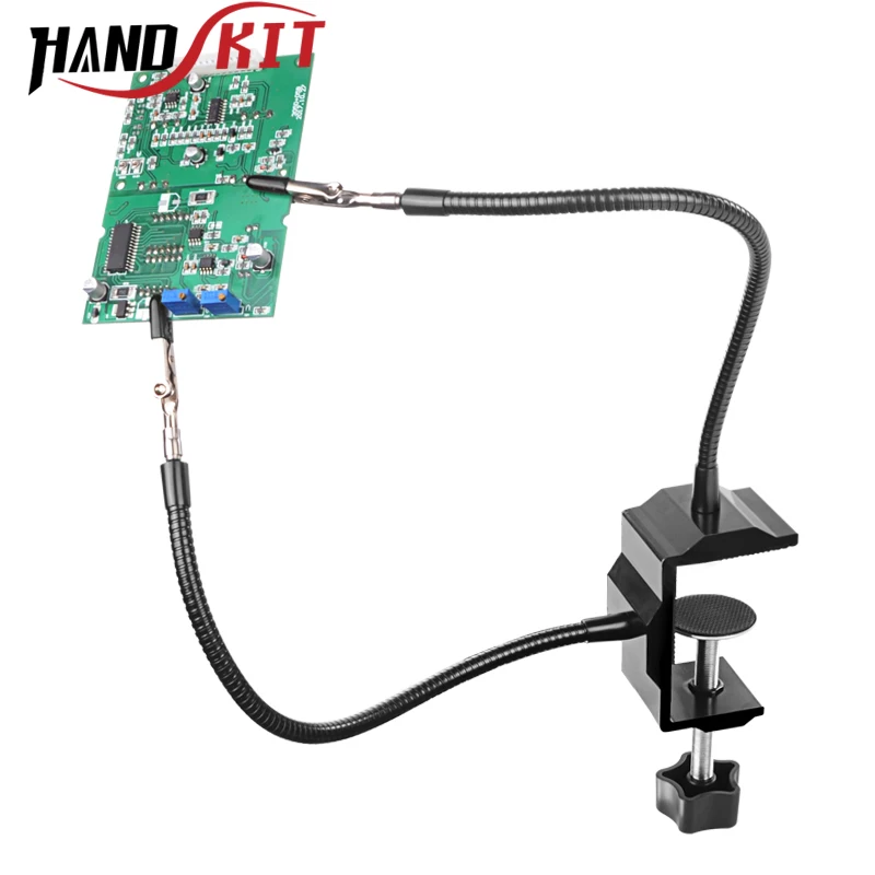 Handskit Third Hand Magnifying Glass with AAA Battery use，Soldering Stand Clip Welding Tools Soldering pcb holder | Инструменты
