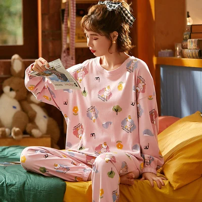 Новинка 2020 г. весенне осенний хлопковый женский пижамный комплект в стиле