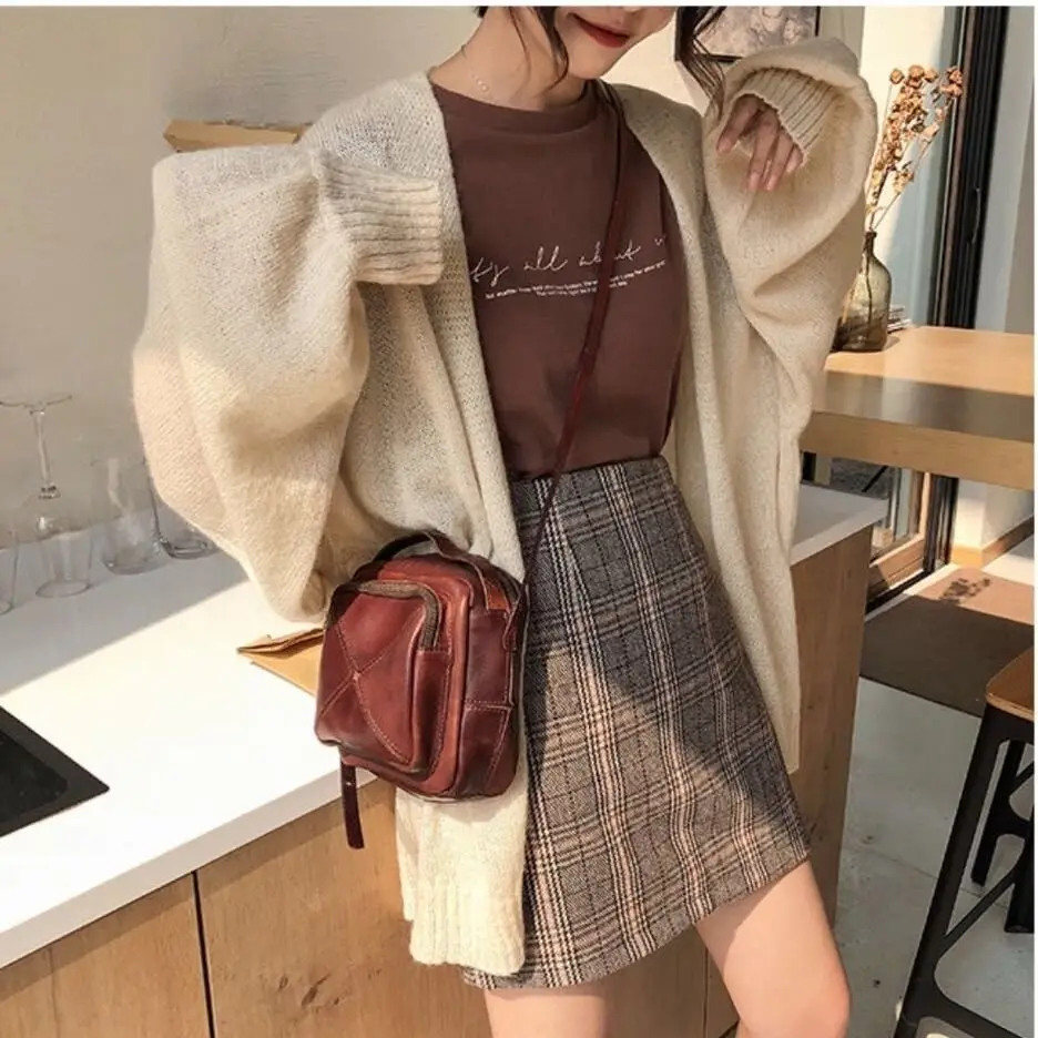 Женская элегантная твидовая клетчатая мини юбка гусиные лапки с клетчатой