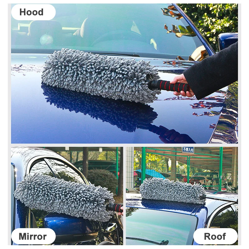 Microfiber Car Body Duster Retractable Wax Dust Mop Removing Cleaning Wheel Brush Nanofiber Cotton Car Dust Brush Tool Polish images - 6