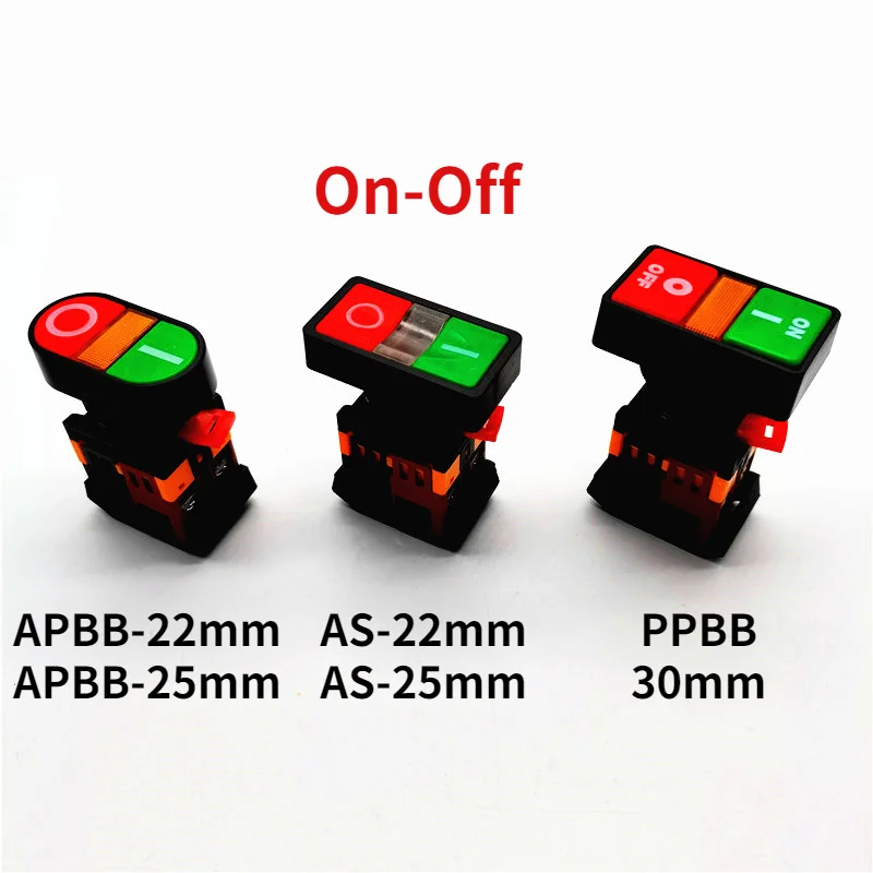 

1PC 22/25/30mm ON/OFF START STOP NO/NC APBB-22N/AS-22N/PPBB-30N Momentary Double Head Push Button Switch with Light 12V 24V 220V