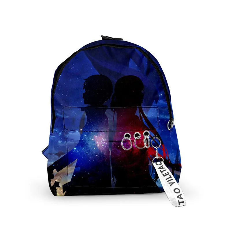 

2021 3D Anime Sword Art Online Backpack Children Students Oxford Waterproof Cartoon Schoolbag Teenager Travel Backpack