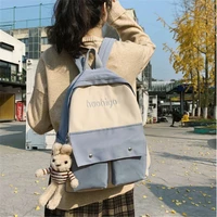 womens korean style canvas backpack fashion campus bag large capacity small dinosaur printing backpacks book bag black white