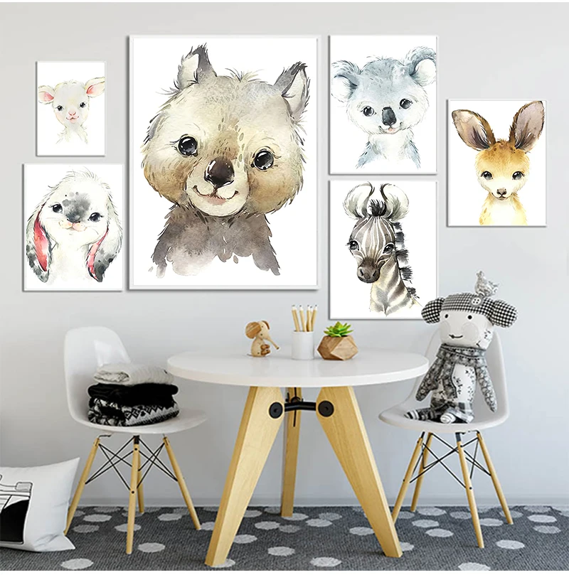 

Giraffe Elephant Zebra Rabbit Fox Nursery Wall Art Canvas Painting Nordic Posters And Prints Wall Pictures Baby Kids Room Decor