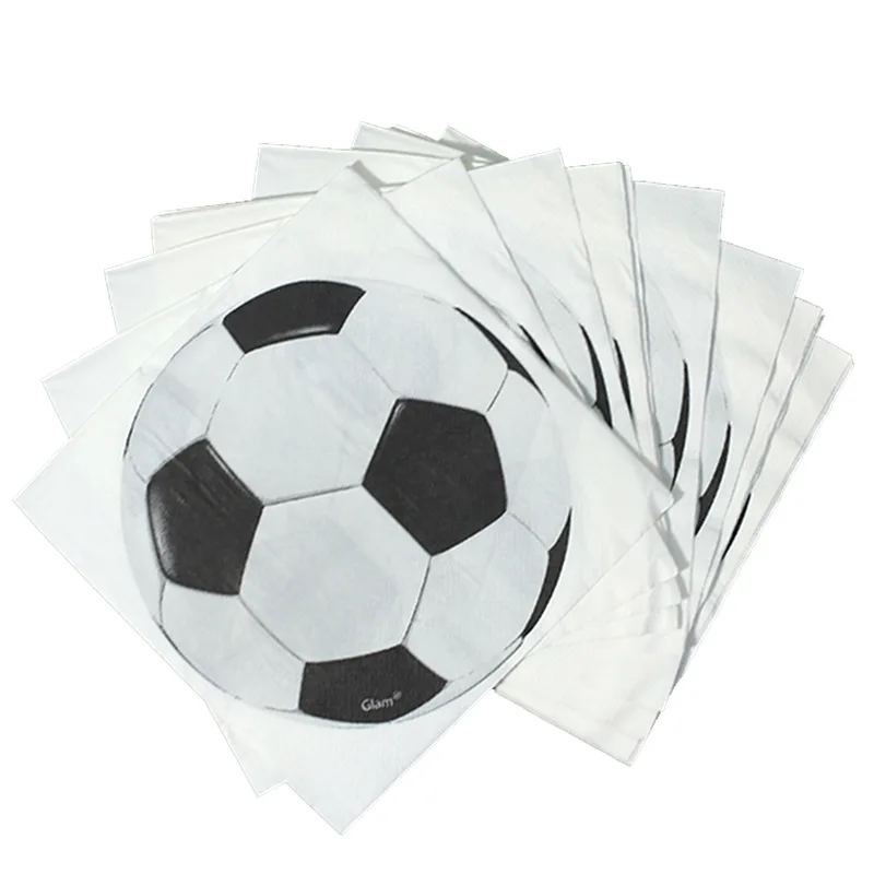 Napkins20pcs Зеленый Футбол Спортивная Тема футбол баннер Кубок нож Дети Мальчики Детские День Рождения Декоративные вечерние принадлежности для мероприятий - Цвет: Napkins20pcs