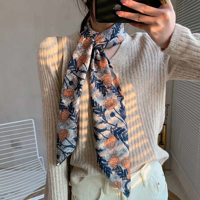 

2021 new spring women scarf quality shawl silk fashion scarf headscarf beach sunscreen bag headscarf scarf 90cm*90cm