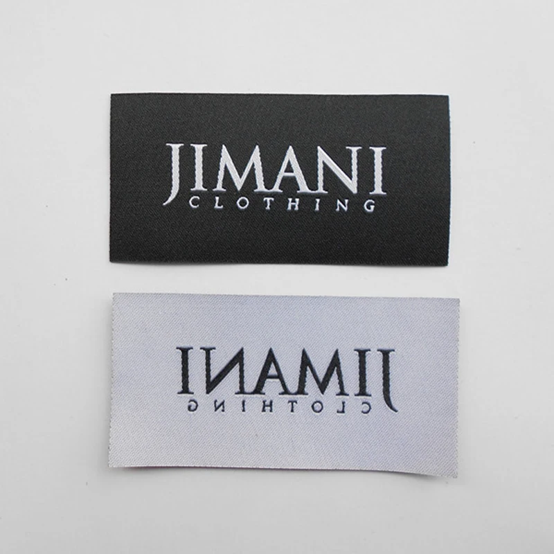 

Customized big size Iron on cloth woven label, 1000pcs/pack straight laser cut oval tags hot melt glue heating garment labels