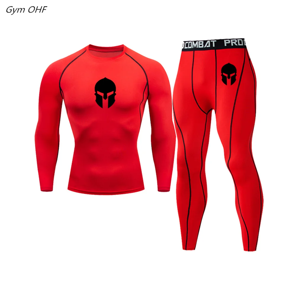 Gym Fitness Men Tracksuits Running Set Jiu Jitsu BJJ MMA Rashguard Mens Boxing Jerseys Quick Dry Joggers Training T Shirts Men