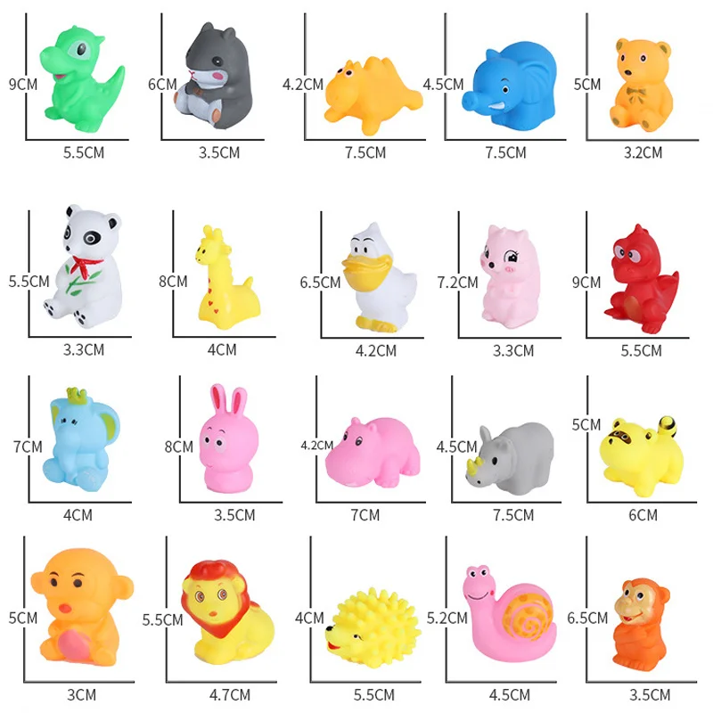 Juguetes de ba&ntilde;o de animales para ni&ntilde;os, juguetes Antiestr&eacute;s con sonido chirriante, de goma, pato, Rana, alivio del estr&eacute;s, 30/50 piezas-5