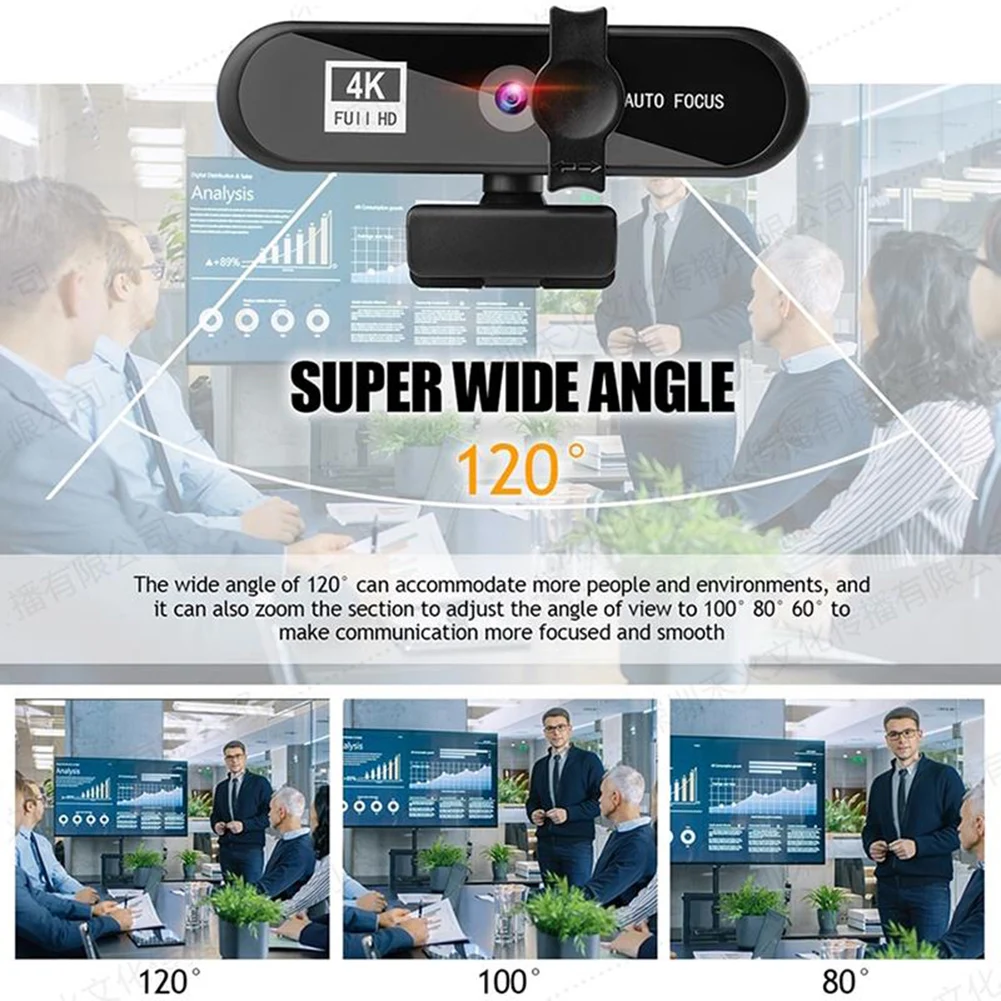 

Full HD 1080P/2K/4K Webcam with Microphone Plug and Play USB Computer Camera 8 Million Pixels Anti-Voyeur Auto Focus for Youtube