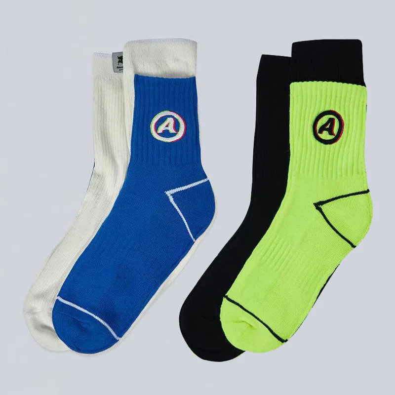 

Комбинированные носки, утепленные осенне-зимние брендовые носки средней длины, мужские и женские спортивные носки с Вышивкой Букв