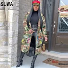 Женская ветровка с длинным рукавом, зеленая камуфляжная куртка в стиле милитари с граффити и карманами, уличная мода, повседневное зимнее пальто для бега