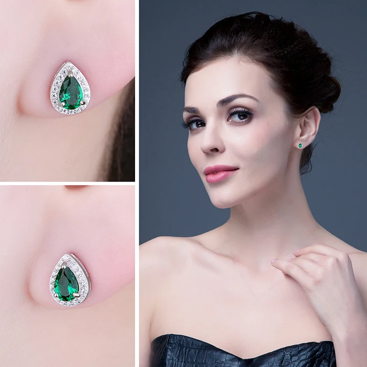 Jewelrypalace 0.85ct создания Изумрудный Серьги-гвоздики Шарм стерлингового серебра 925 Красивые ювелирные изделия Модные воды Серьги для Для женщин
