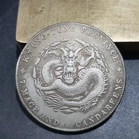 antique made old white copper silver plated double sided dragon silver dollar decorative coin