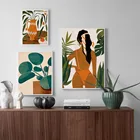 Винтажная Картина на холсте с изображением зеленых растений и листьев монстеры в горшке, постеры и принты в скандинавском стиле для декора гостиной