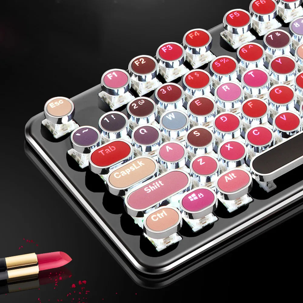 

Wired 104 Keys Punk Usb Mechanical Metal Gamer Gaming Lipstick Keyboard Office Entertainment For Desktop Pc Gamer Laptop