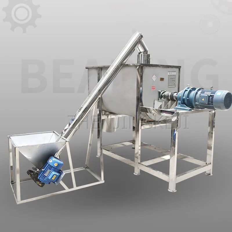 安い 220v混合ミキサーステンレス鋼水平スパイラル攪拌有機肥料化学粉末加熱本当石ペイントミキサー