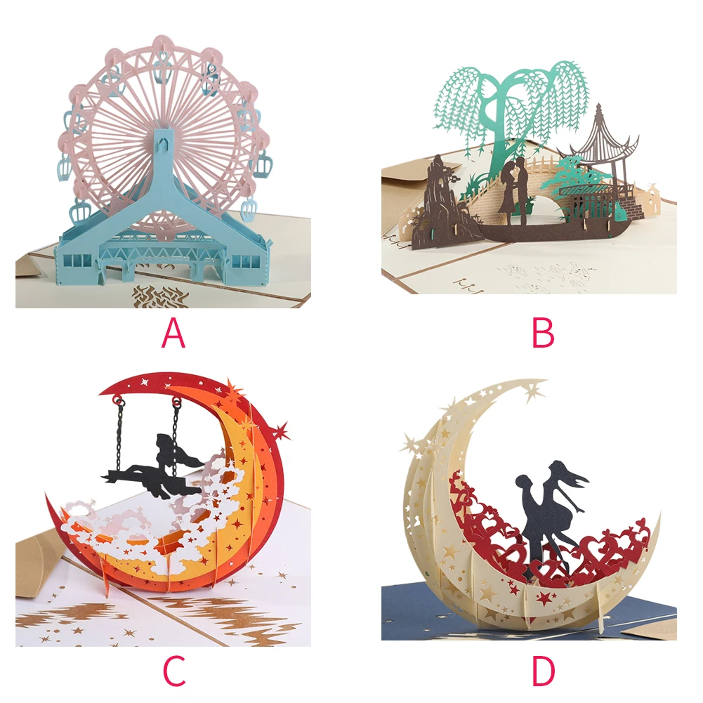 3D поделки с конвертом домашняя Складная бумага DIY печать праздничная открытка