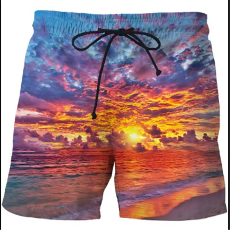 

2021 new printed beach pants men's summer cool running sports pants breathable fashion surf shorts men