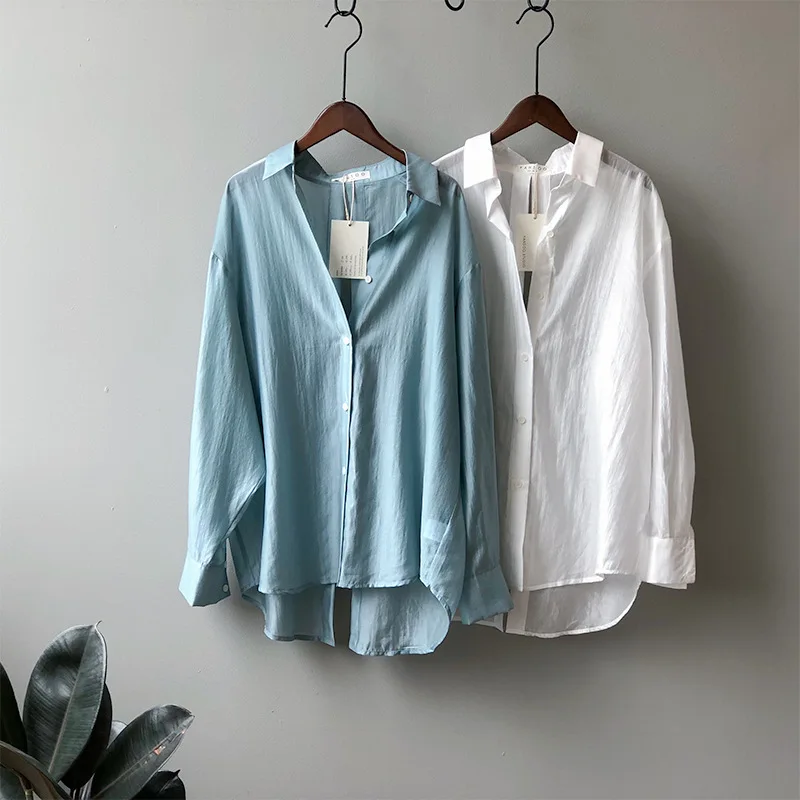 

Women Blouses and Tops 2020 Casual Full Long Sleeve White Vintage Summer Lady Solid Harajuku Shirt Blouses Female Tops