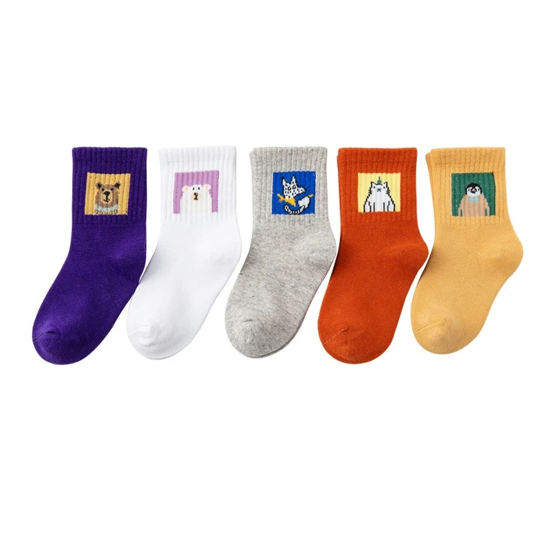 5 Pairs/Lot 3-12T Children's Socks Autumn Winter Pure Cotton High Elasticity Soft and Comfortable Kids Boy and Girl Calf Socks enlarge
