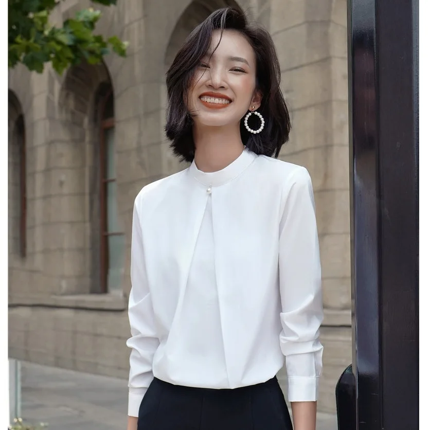 Женская блузка с длинным рукавом белая офисная одежда 2020 |