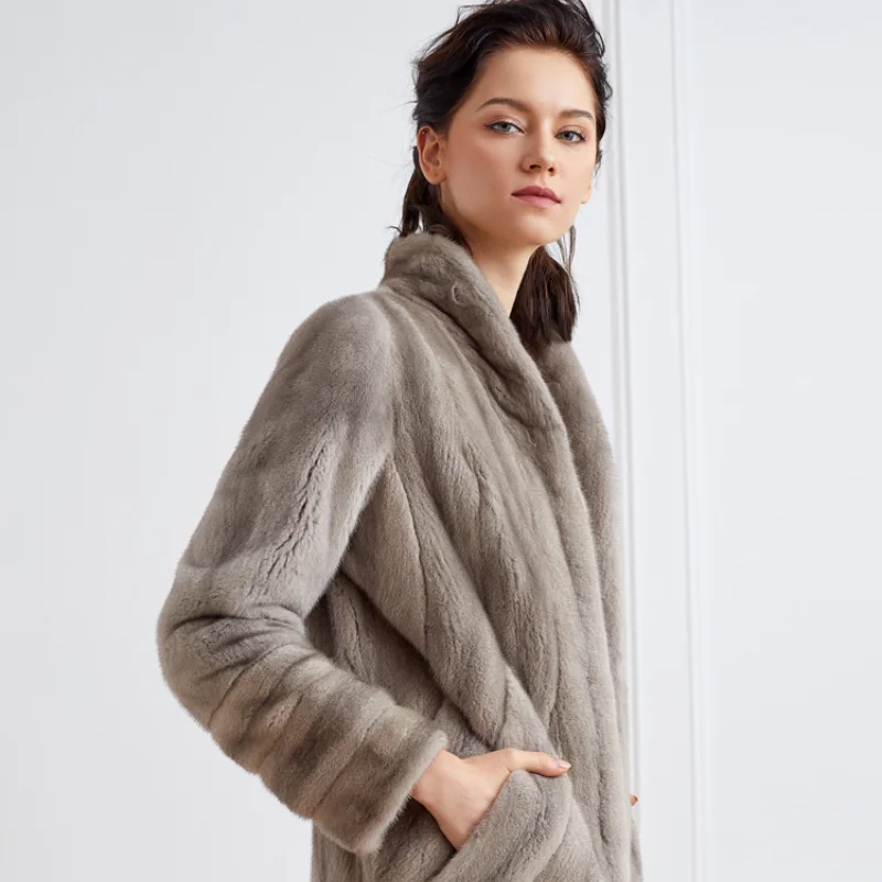 FURSARCAR  2021 Real Fur Natural Mink  Furs Coat Women Winter Thick Warm Overcoat Luxury High Street Style Primary Color Clothes