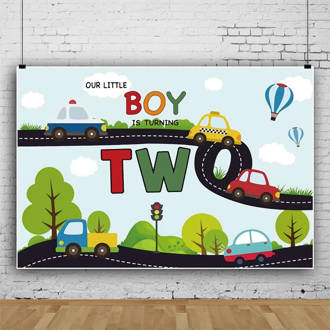 

Laeacco Cartoon Car Boys Birthday Party Decor Family Photocall Photo Background Photographic Background Photozone Photo Studio