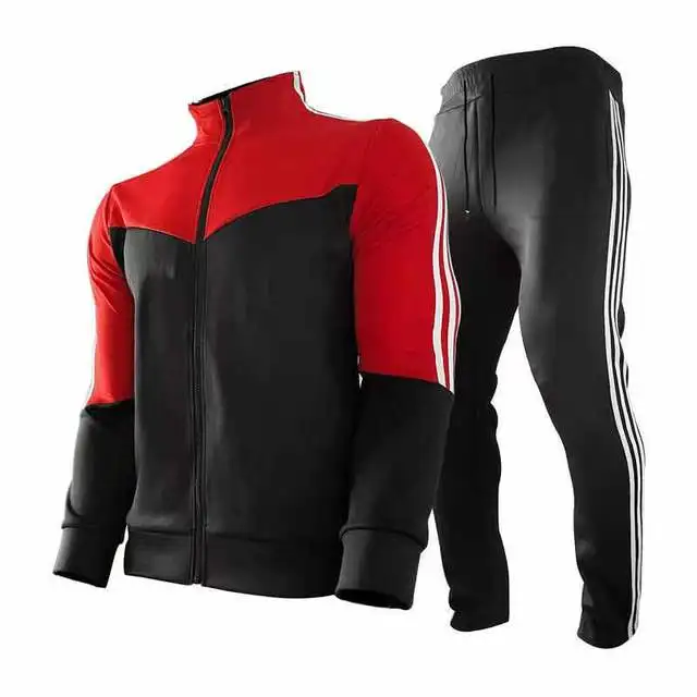 

2021 new men's casual suit stitching jogging sportswear zipper hoodie + pants 2-piece men's sportswear sports suit