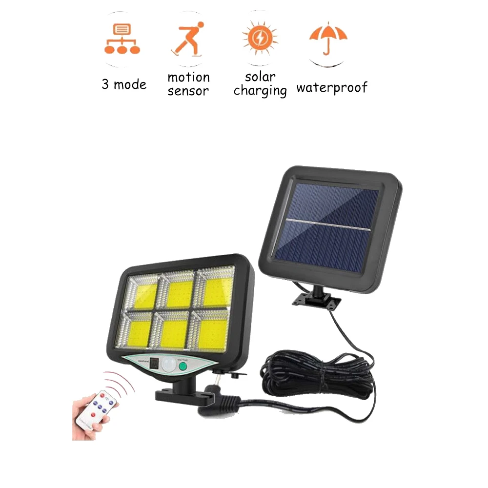 

seperable The latest super bright 120 led solar outdoor garden light, waterproof wall light, remote control solar light With Thr