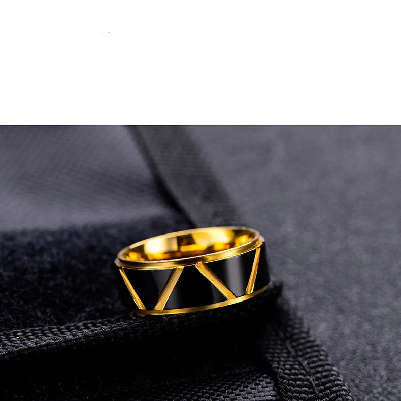 Мужское кольцо из титановой стали черное золото | Украшения и аксессуары