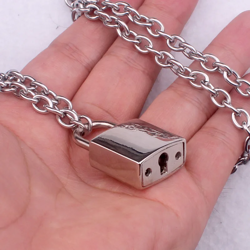 _ Двухслойная цепочка из нержавеющей стали в стиле панк с подвеской замком