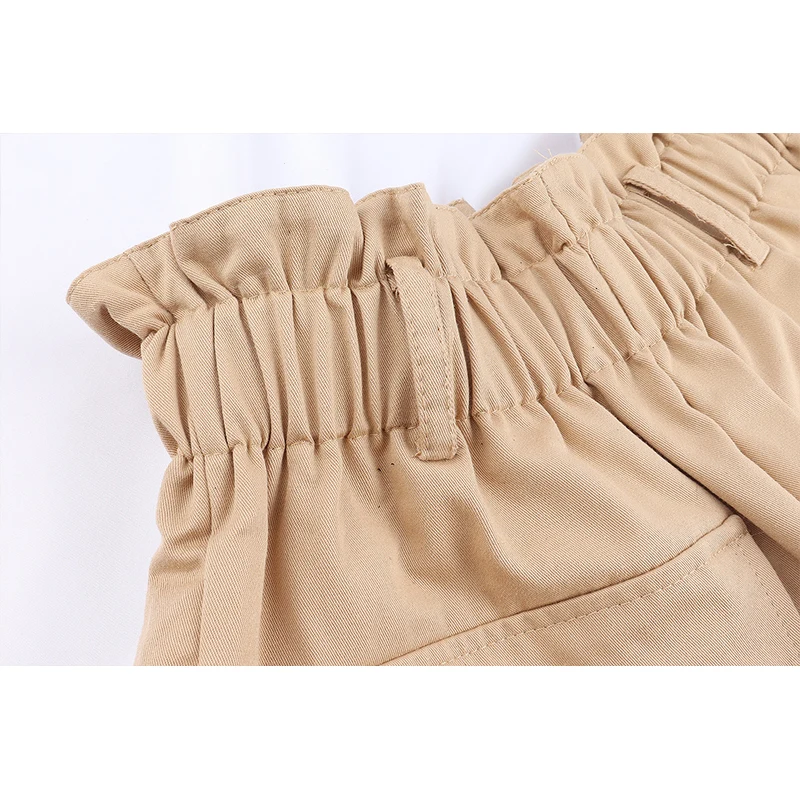 

SURMIITRO 2021 Casual Summer Cargo Shorts Women Korean Style Short Pants High Elastic Bud Waist Wide Leg Shorts Female With Belt