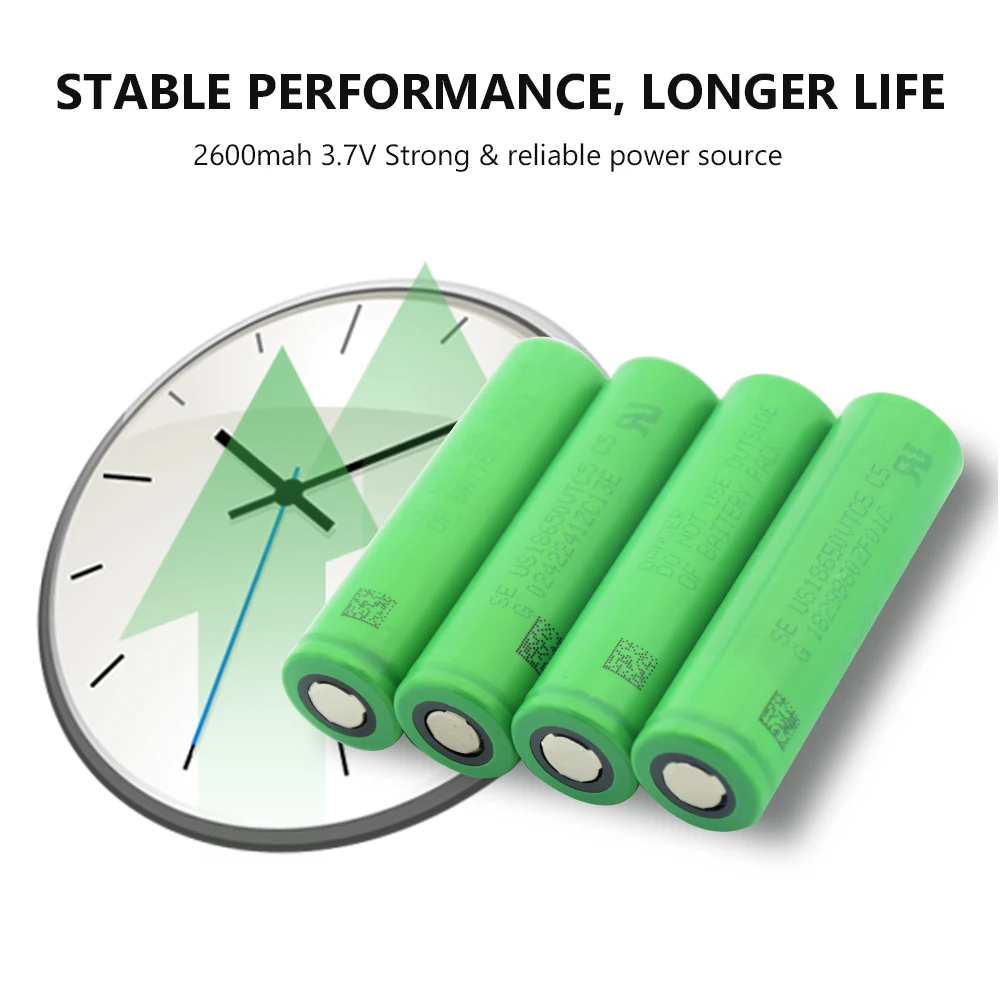 

YCDC 18650 Battery 2600mah 3.7v Rechargeable Li-ion Battery For Flashlight US18650VTC5 Lithium Battery High Drain Power Bank