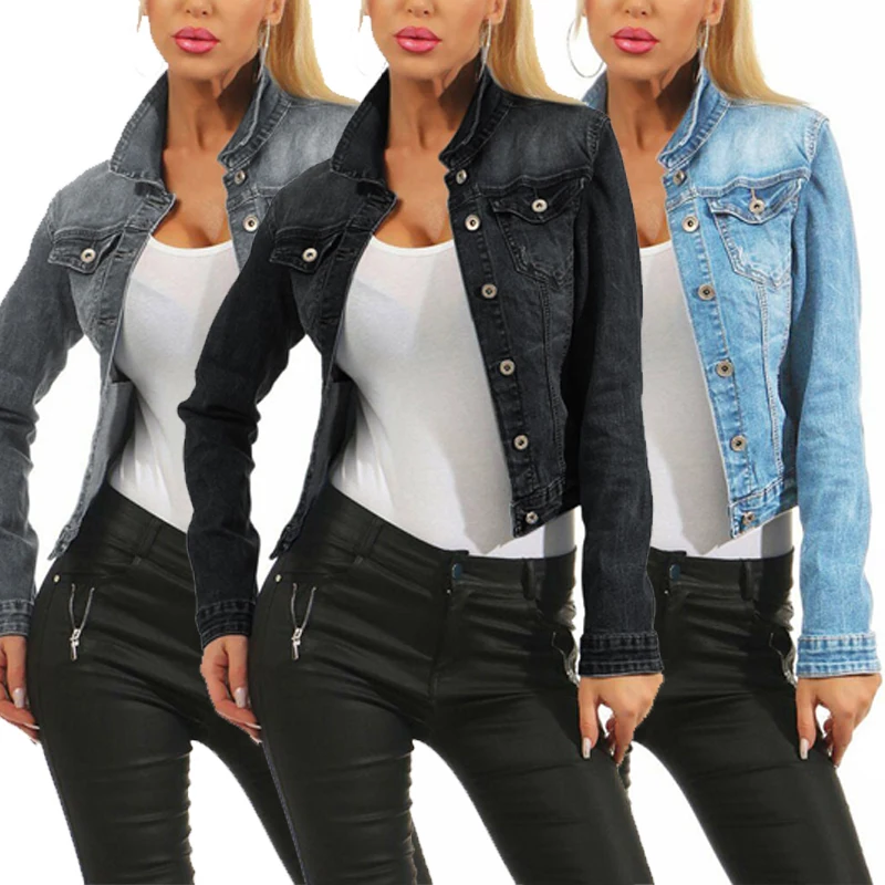 

Jeans Jacket Women 2021 Women's Winter Jacket New Slim Stretch Sexy Slim Ripped Women Coat Autumn Casual Fashion Denim Coat