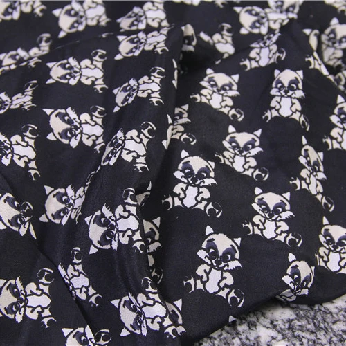 Маленький принт енота 100% чистый шелк крепдешин ткань животный дизайн SCDC798 | Дом и