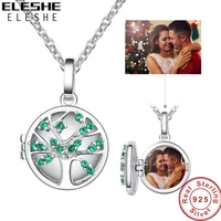 eleshe personalized photo necklaces crystal 925 sterling silver tree of life necklace pendant for women custom jewelry gift