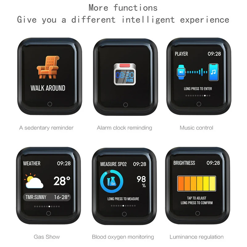 P68 спортивные Смарт-часы IP68 фитнес-трекер пульсометр кровяное давление умные
