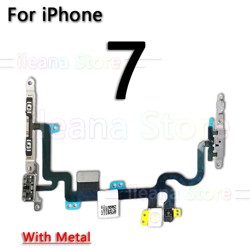 Кнопка отключения звука и регулировки громкости гибкий кабель для iPhone 7 8 Plus X Xs Max XR с металлической заменой - Цвет: For iPhone 7