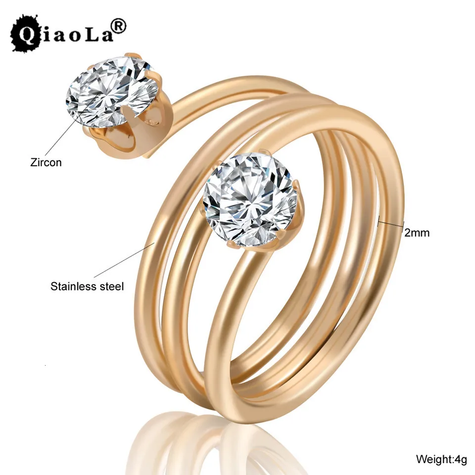 Qiao La Stainless Steel Gold/Silver Rings Charms Ring Wedding Rings for Women Minimalist Jewelry Bague Femme Anillos Mujer