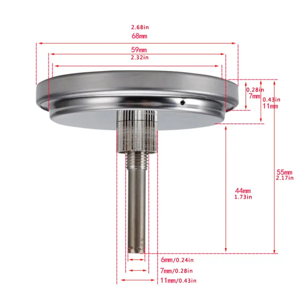

TS-BX58 Stainless Steel Grill Thermometer 50-400 Night Fluorescent Oven Thermometer Grill Built-in Thermometer