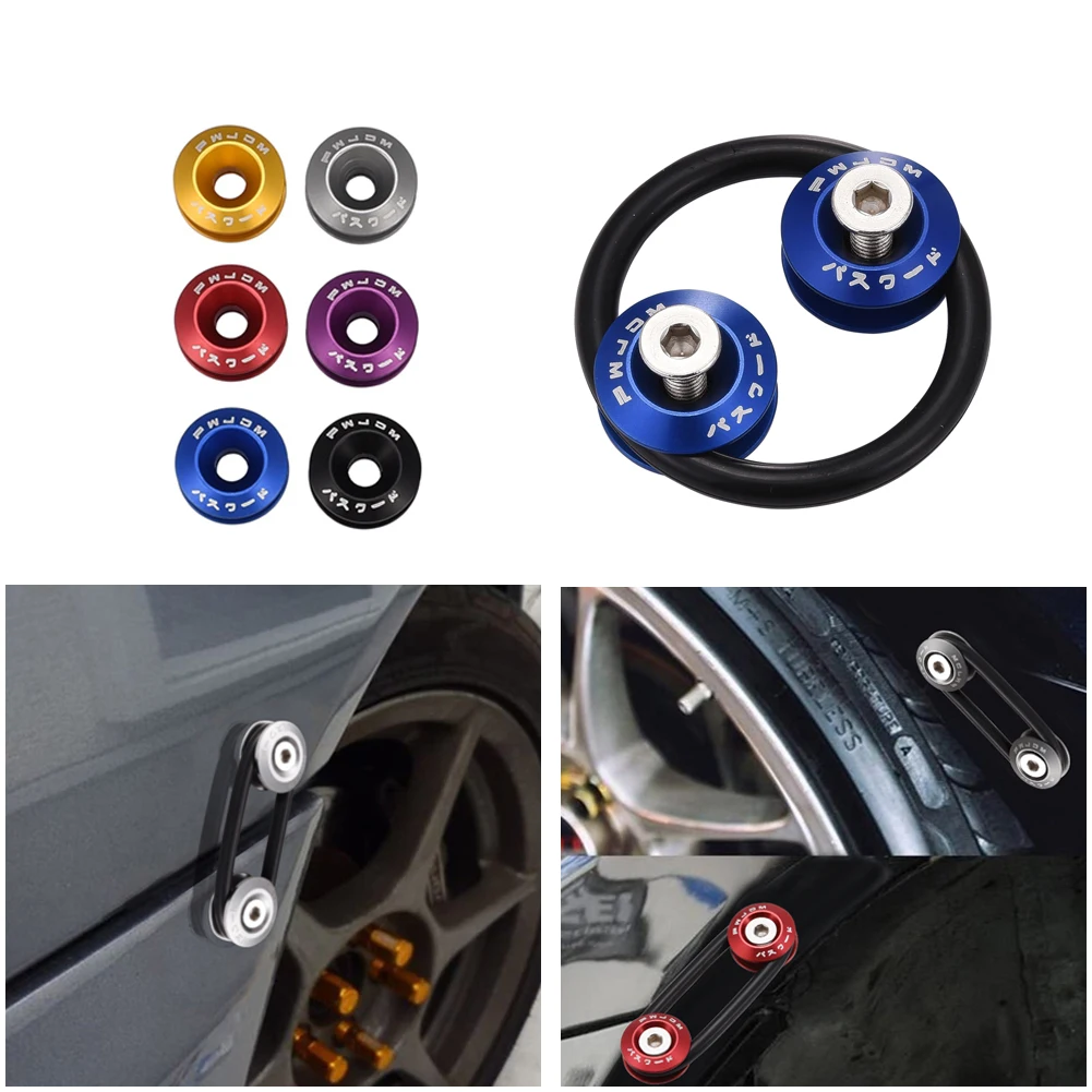 

JDM Quick Release Fastener CNC Billet Aluminum Washer Kit for Car Rear/Front Bumpers Trunk Fender Hatch Lid