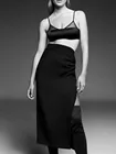 Женская модная универсальная Облегающая Юбка-миди ZA, прямая юбка средней длины с высокой талией и разрезом, в складку, на осень