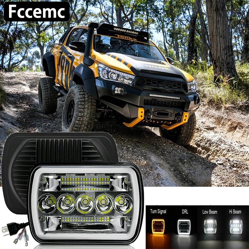 

12/24V Led Work Light Square Spot Bar For Highlander Super Bright Car Accessories 7Inch Prado Prius Yaris Land Rover Corolla 51W