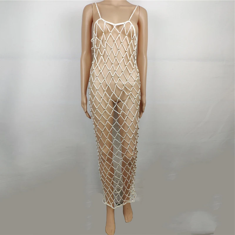 Women Sexy Hollow Out Tassel Mid Dress Blackless See Through Boho Sleeveless Dress Beach Wear Bikini Cover Ups For Summer