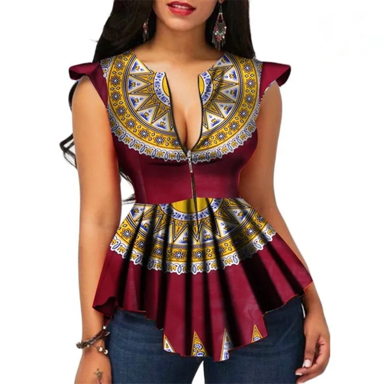 AFrican Clothing Top Dashiki Print Sexy Ankara Plus Size S-2XL Summer T-shirts Ethnic Short Sleeve Ladies African Dress