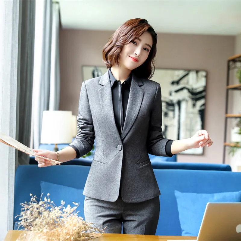 Plus size women's S-4XL high quality professional wear fashion interview formal wear work clothes casual suit pants 2-piece set