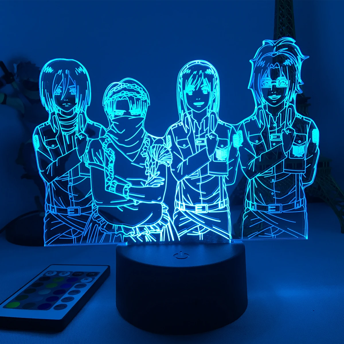 

Акриловая Настольная 3D лампа аниме атака на фигурка Титан команда для домашнего декора комнаты светильник классный детский подарок на день...